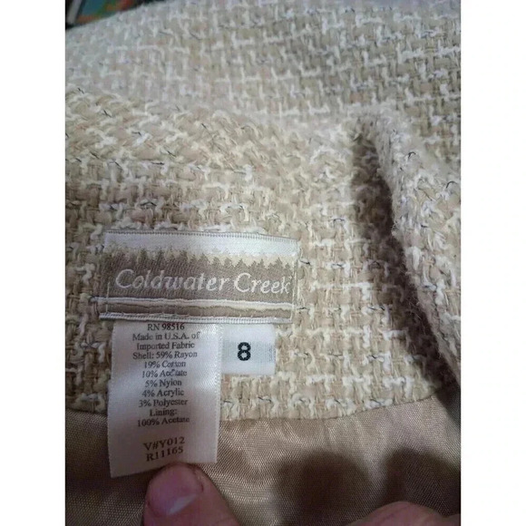 Coldwater‎ Creek Jacket Tan Wool Blend Button Lined Blazer Oval Buttons Size 8 - Picture 3 of 3
